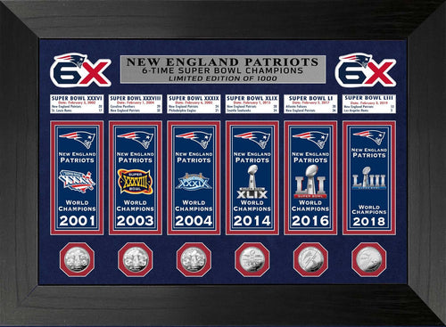 New England Patriots Super Bowl Champions Deluxe Banner Collection Photo Mint