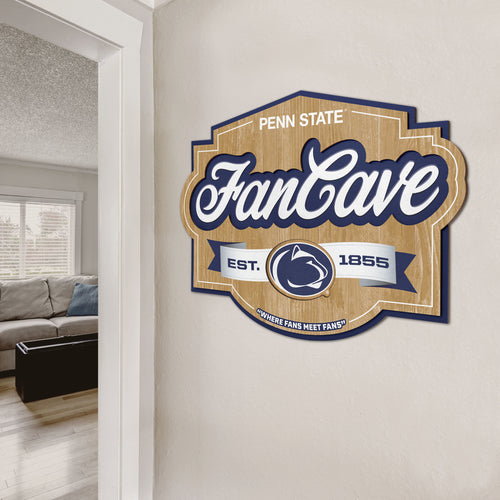 Penn State Nittany Lions 3D Fan Cave Wood Sign