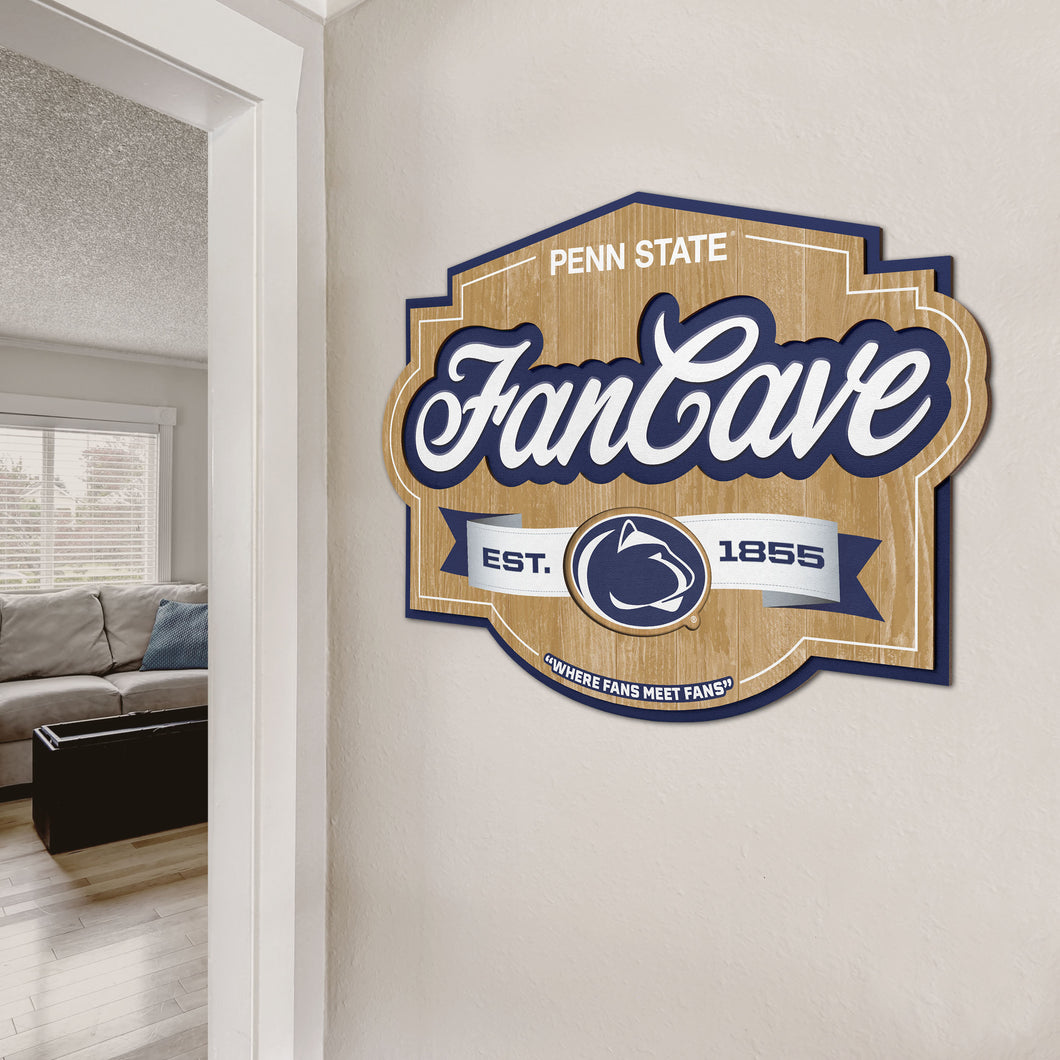 Penn State Nittany Lions 3D Fan Cave Wood Sign