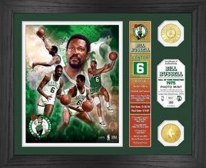 Bill Russell Boston Celtics Hall Of Fame Banner Bronze Coin Photo Mint