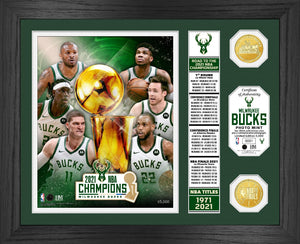 Milwaukee Bucks 2021 NBA Champions Banner Bronze Coin Photo Mint