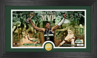 Giannis Antetokounmpo Milwaukee Bucks 2021 NBA Finals Pano Bronze Coin Photo Mint