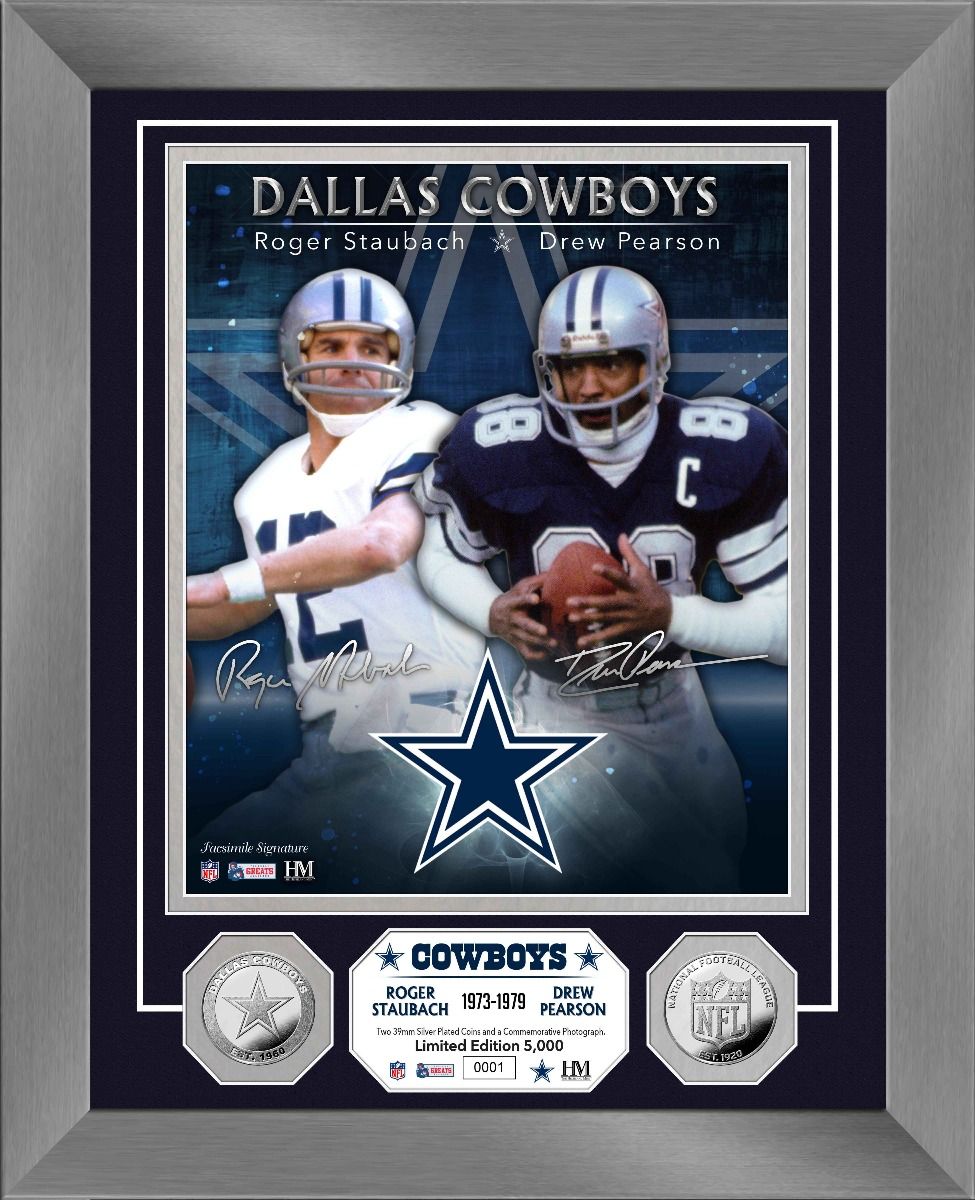 Roger Staubach & Drew Pearson Cowboys Dynamic Duo Silver Coin Photo Mint