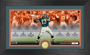 Dan Marino Miami Dolphins Career Timeline Bronze Coin Pano Photo Mint