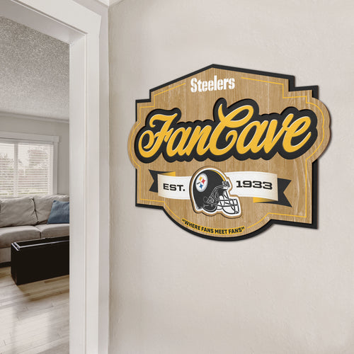 Pittsburgh Steelers 3D Fan Cave Wood Sign