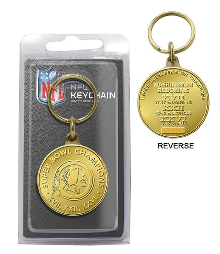 Washington Redskins 3-Time Super Bowl Champions Bronze Coin Keychain