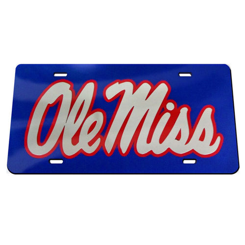 Ole Miss Rebels Blue Chrome Acrylic License Plate
