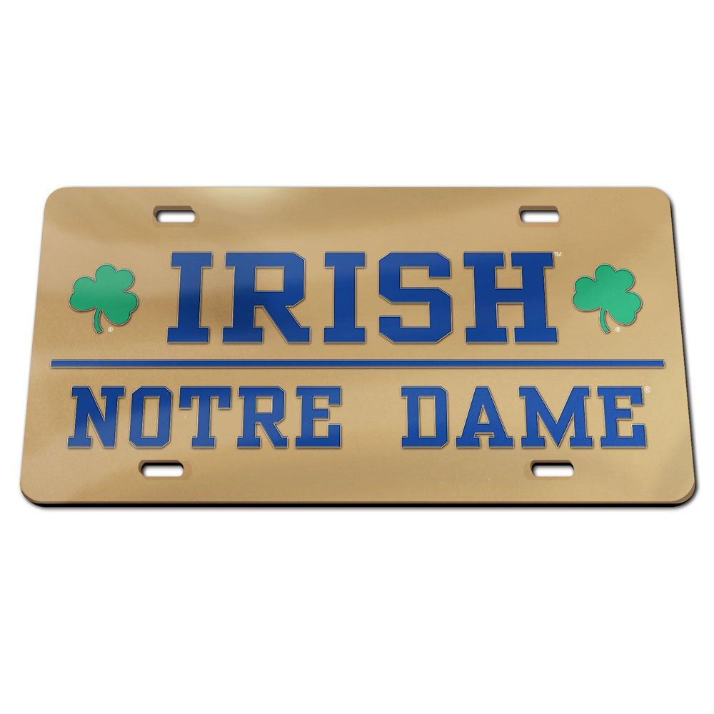 Notre Dame Irish Gold Chrome Acrylic License Plate