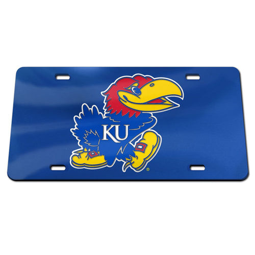 Kansas Jayhawks Blue Chrome Acrylic License Plate