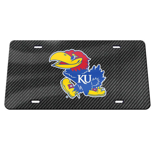 Kansas Jayhawks Carbon Fiber Acrylic License Plate