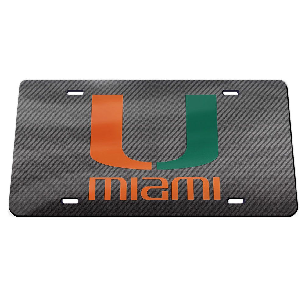 Miami Hurricanes Carbon Fiber Acrylic License Plate Sports Fanz