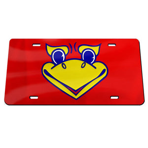 Kansas Jayhawks Red Chrome Acrylic License Plate BIG JAY