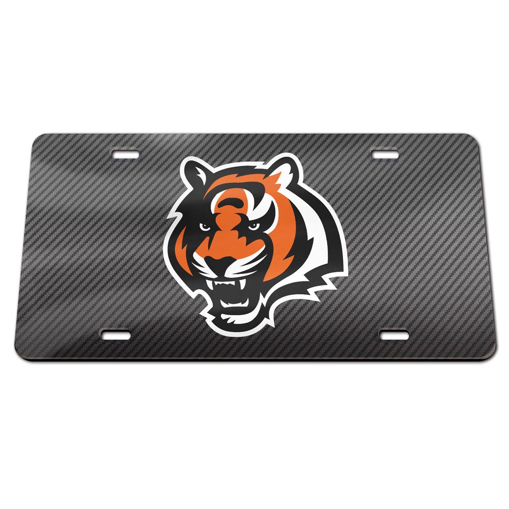 Cincinnati Bengals Carbon Fiber Acrylic License Plate