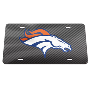 Denver Broncos Carbon Fiber Acrylic License Plate