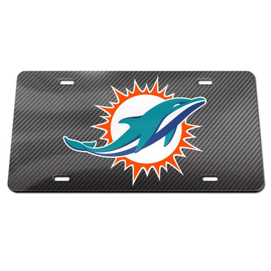 Miami Dolphins Carbon Fiber Acrylic License Plate