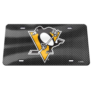 Pittsburgh Penguins Carbon Fiber Acrylic License Plate