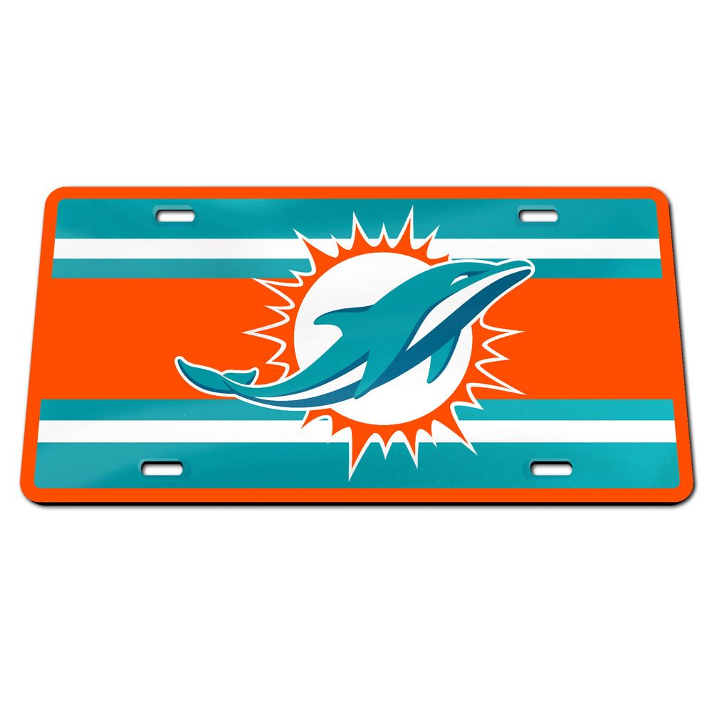 Miami Dolphins Stripes Acrylic License Plate