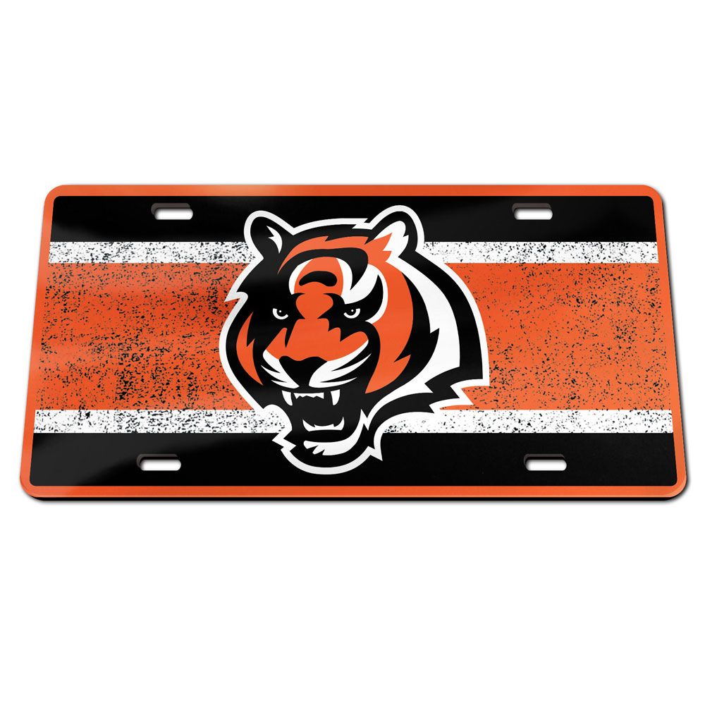 Cincinnati Bengals Vintage Chrome Acrylic License Plate