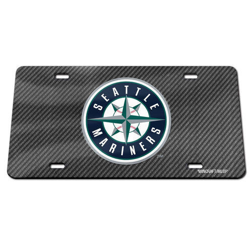 Seattle Mariners Carbon Fiber Acrylic License Plate