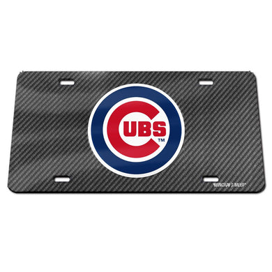 Chicago Cubs Carbon Fiber Acrylic License Plate