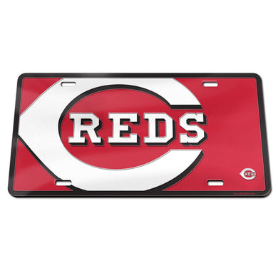 Cincinnati Reds Mega Logo Chrome Acrylic License Plate