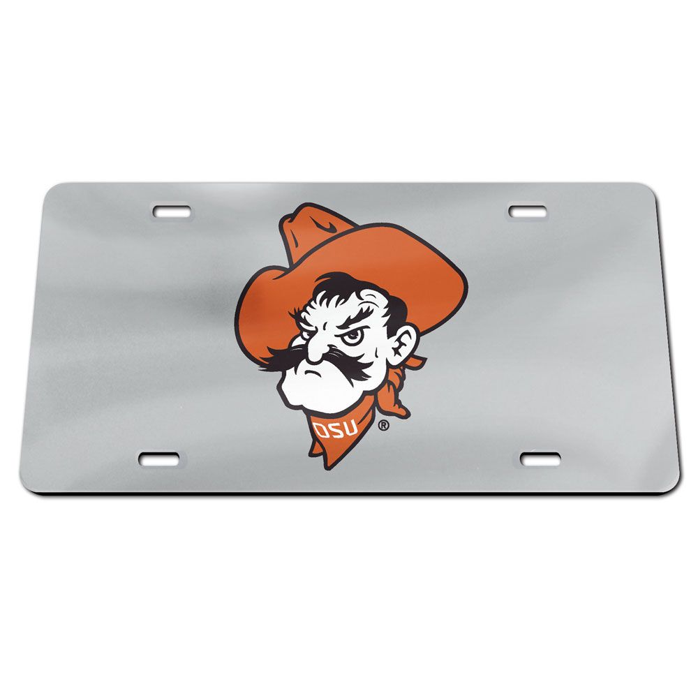 Oklahoma State Cowboys Chrome Acrylic License Plate Pistol Pete – Sports  Fanz