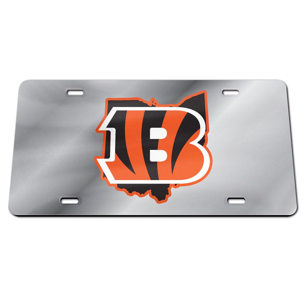 Cincinnati Bengals State Chrome Acrylic License Plate