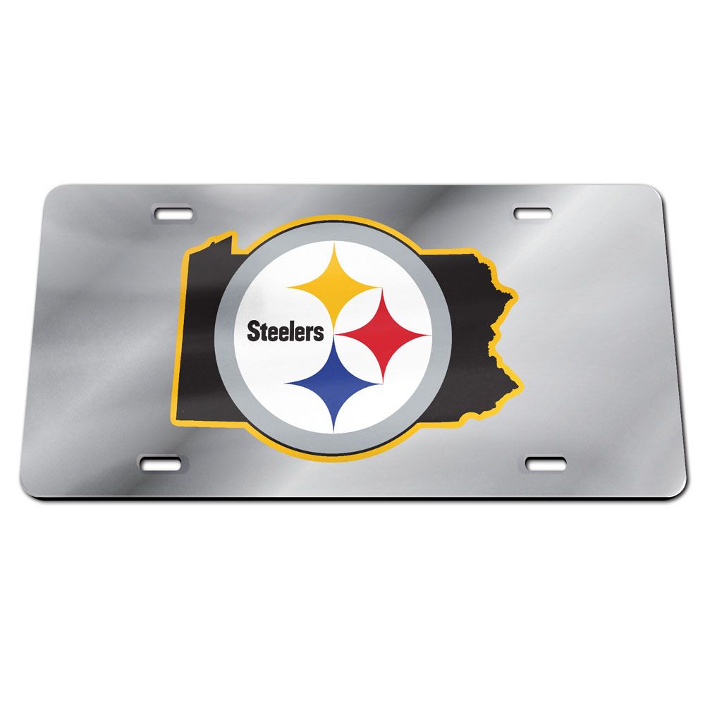 Pittsburgh Steelers Chrome State Acrylic License Plate