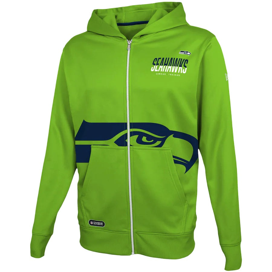 Seattle Seahawks Neon Green New Era Full-Zip Hoodie Jacket – Sports Fanz