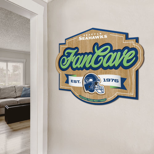 Seattle Seahawks 3D Fan Cave Wood Sign