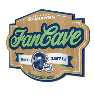 Seattle Seahawks 3D Fan Cave Wood Sign