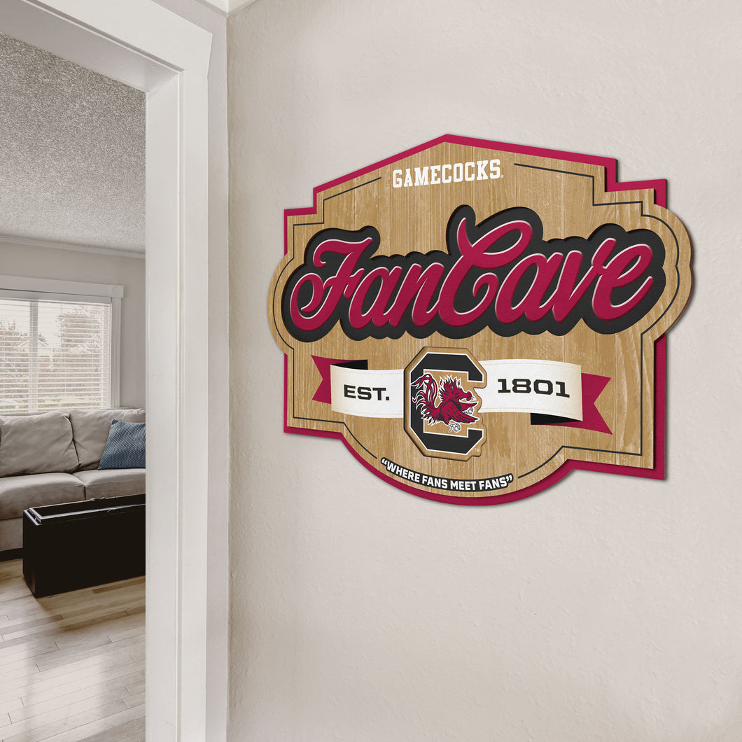South Carolina Gamecocks 3D Fan Cave Wood Sign