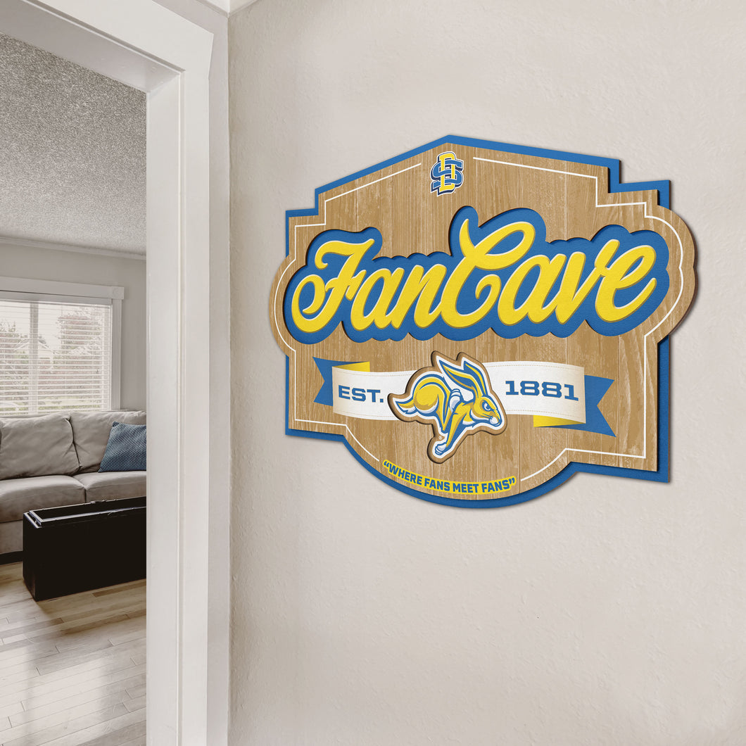 South Dakota State Jackrabbits 3D Fan Cave Wood Sign