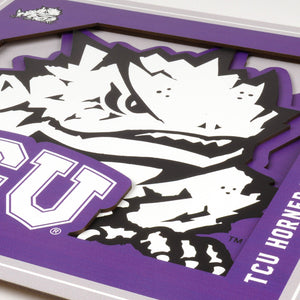 TCU Horned Frogs 3D Logo Series Wall Art - 12"x12"