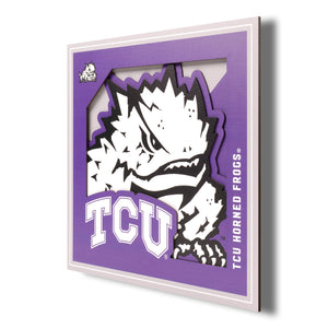 TCU Horned Frogs 3D Logo Series Wall Art - 12"x12"