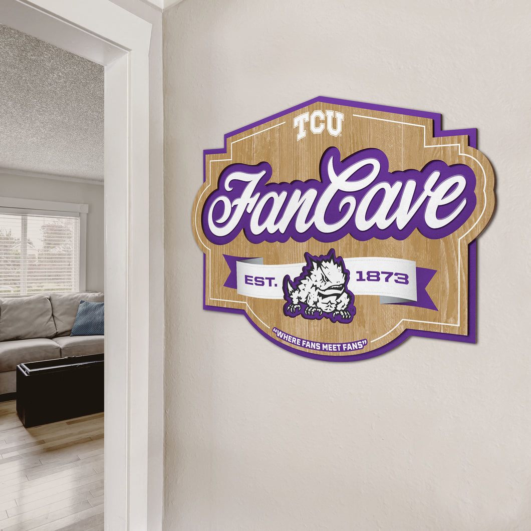 TCU Horned Frogs 3D Fan Cave Wood Sign