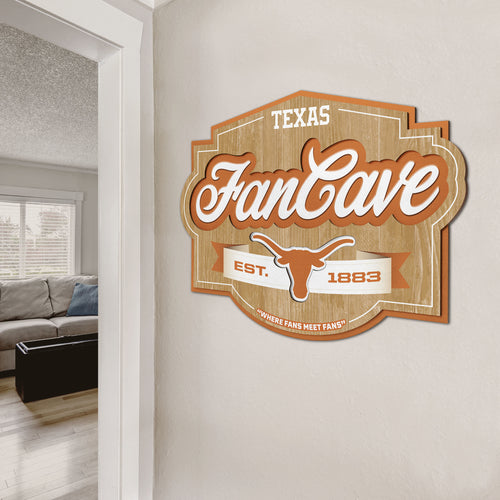 Texas Longhorns 3D Fan Cave Wood Sign
