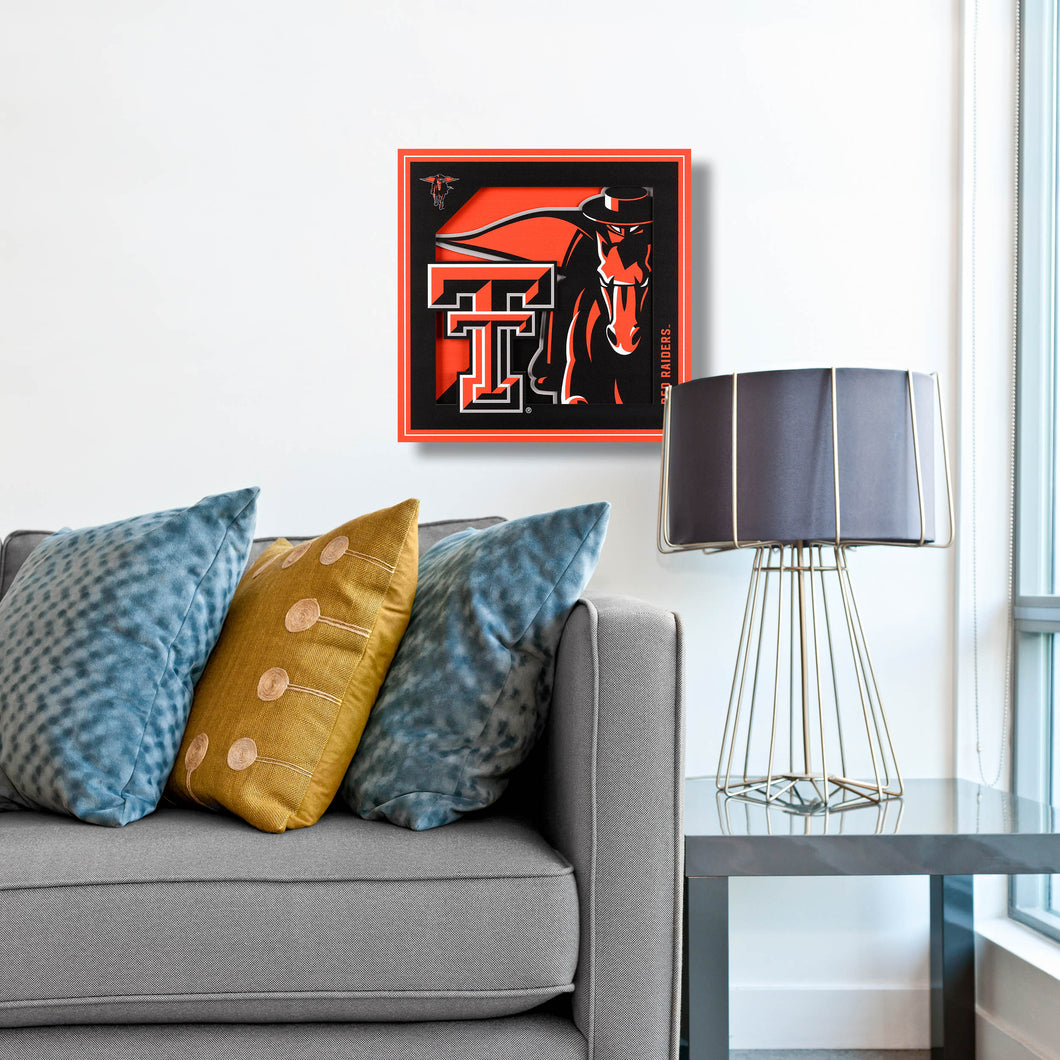 Texas Tech Red Raiders 3D Logo Series Wall Art - 12