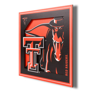 Texas Tech Red Raiders 3D Logo Series Wall Art - 12"x12"
