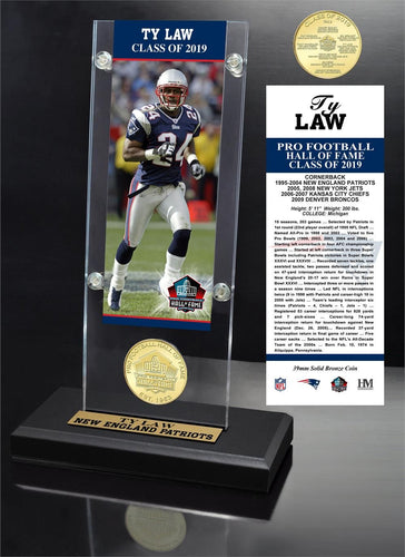 Ty Law New England Patriots Hall Of Fame 2019 Bronze Coin Acrylic Desk Top