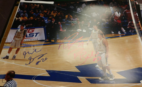 Mike Gansey Kevin Pittsnogle & Patrick Beilein West Virginia Basketball Triple Signed 16x20 JSA