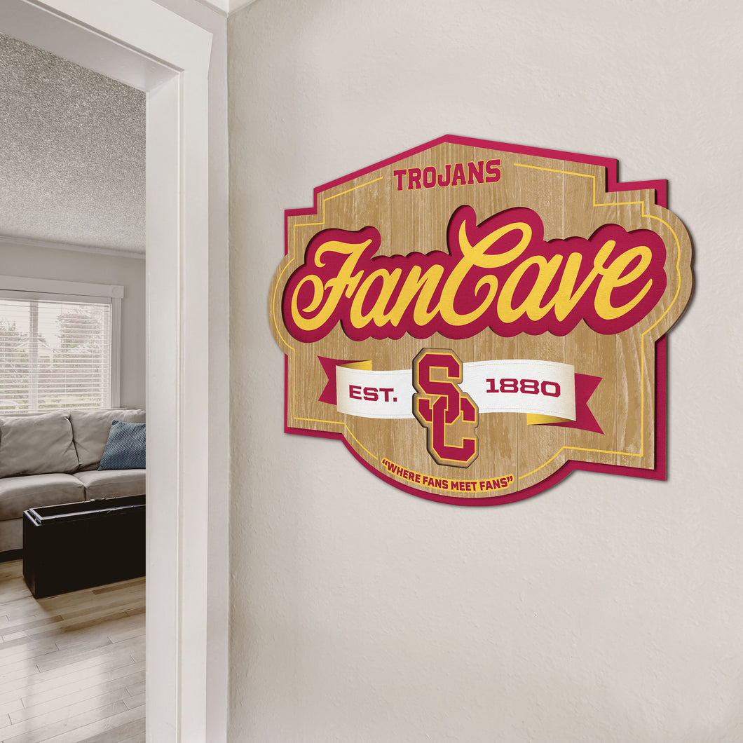 USC Trojans 3D Fan Cave Wood Sign