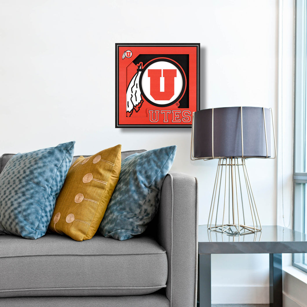 Utah Utes 3D Logo Series Wall Art - 12