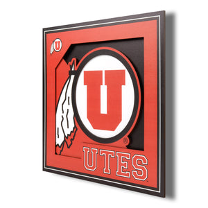 Utah Utes 3D Logo Series Wall Art - 12"x12"