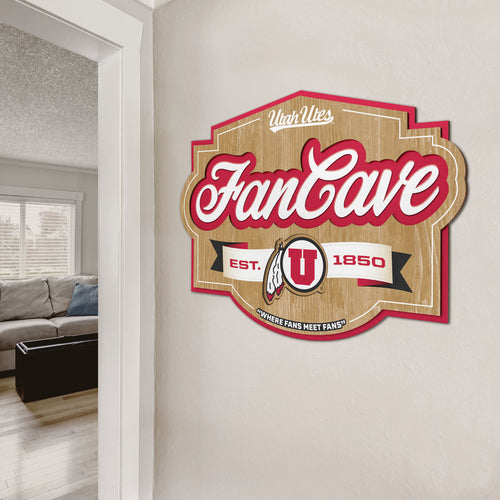 Utah Utes 3D Fan Cave Wood Sign