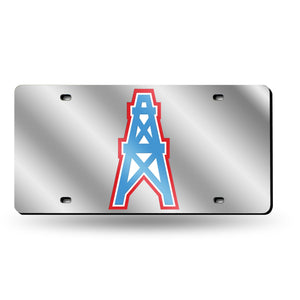 Houston Oilers Throwback Silver Laser Tag License Plate