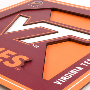 Virginia Tech Hokies 3D Logo Series Wall Art - 12"x12"