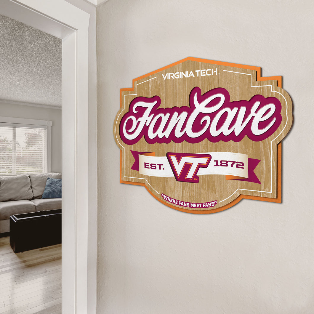 Virginia Tech Hokies 3D Fan Cave Wood Sign