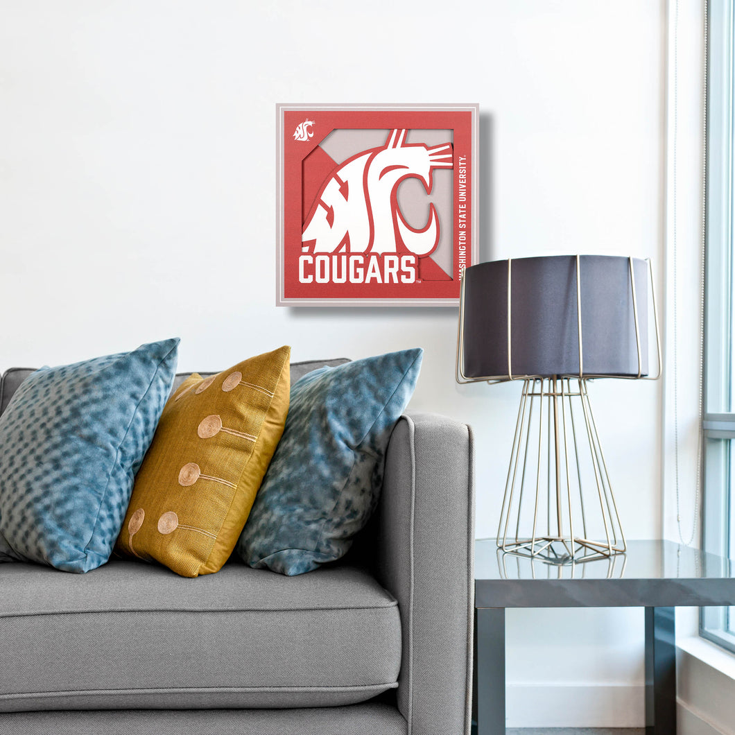 Washington State Cougars 3D Logo Series Wall Art - 12