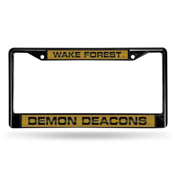 Wake Forest Demon Deacons Black Laser Chrome License Plate Frame